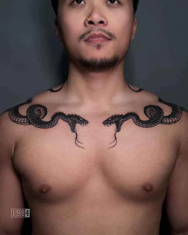 Blackwork - Snakes - Shouder (2)