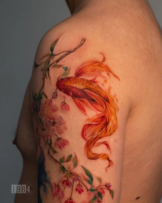 1984 Studio - Colors - Koi fish & Peach Blossom- Arm