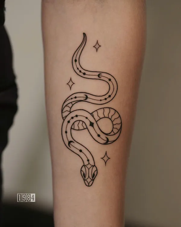 1984 Studio - Linework - Snake - Forearm