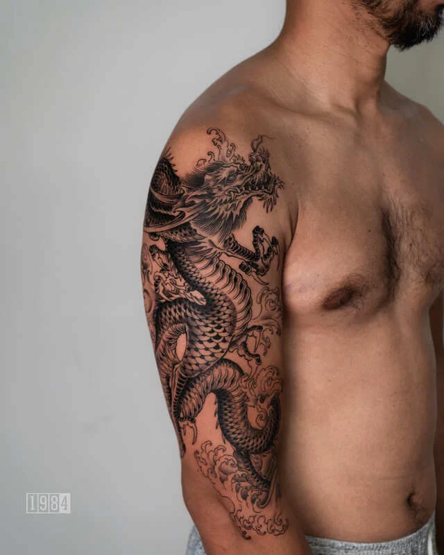 1984 Studio - Blackwork - Asian Dragon - Arm