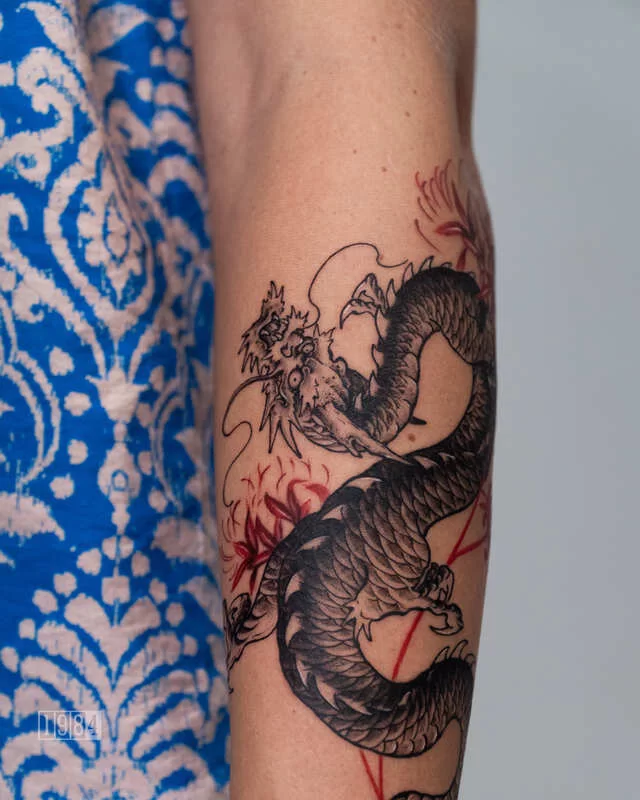 1984 Studio - Blackwork - Asian Dragon - Arm