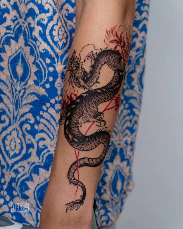 1984 Studio - Blackwork - Asian Dragon - Arm