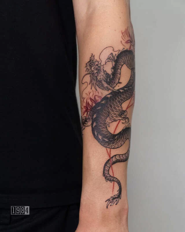 1984 Studio - Blackwork - Asian Dragon - Arm