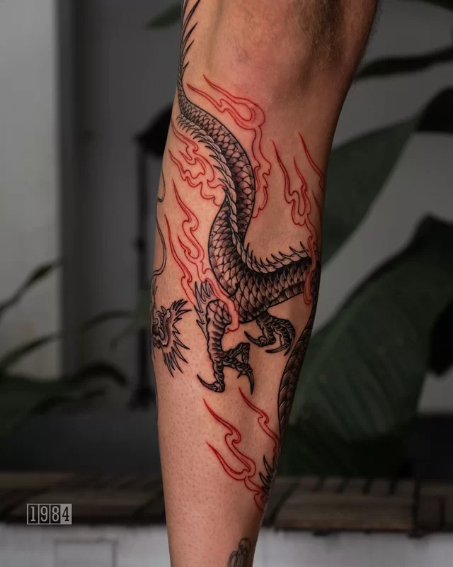 1984 Studio - Blackwork - Asian Dragon - Arm