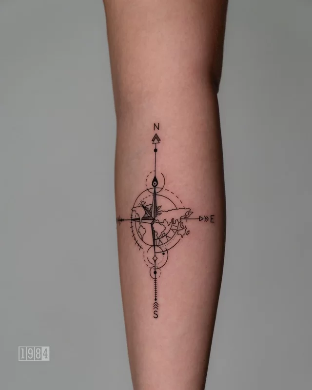 1984 Studio - Blackwork - Compass - Arm