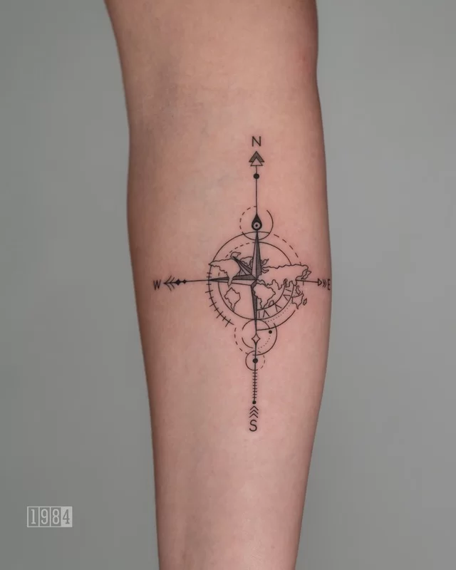 1984 Studio - Blackwork - Compass - Arm