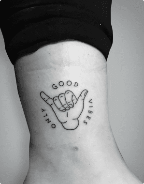 outline hand n letters tattoo