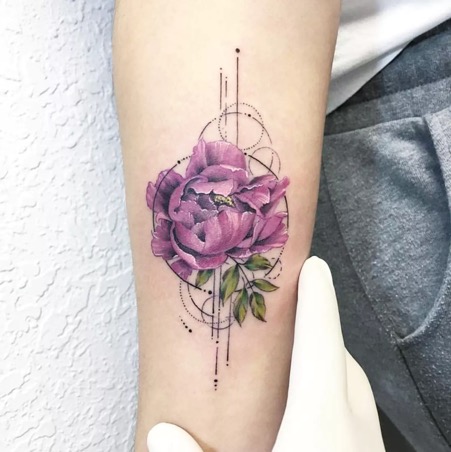 Geometric flower tattoo with intricate thin-line design on Craiyon