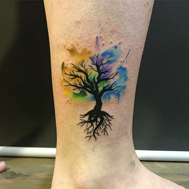 watercolor tree tattoo