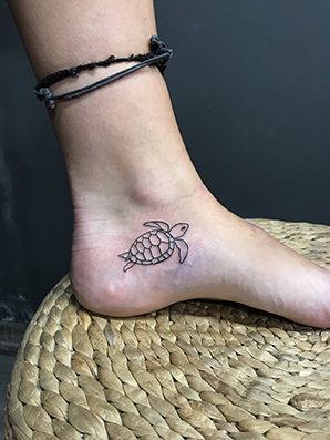 turtle outline tattoo ankle