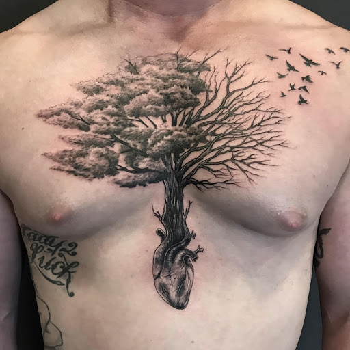 realistic oak tree tattoo