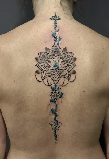 Unalome symbol under my sisters birthdates, next to Roman numeral 13 tattoo ..spine tattoo..new favorite #Tattoos … | Spine tattoos, Tattoos, Spine  tattoos for women