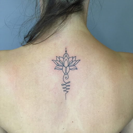 Lotus unalome on @pink_chica87 #sacramentotattooartist #lotustattoo  #unalometattoo #unalome #lotus #sternumtattoo #sternum | Instagram