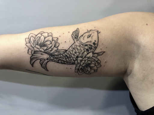 Koi Fish with Flower Tattoo Graphic by Tuleedin Watercolor  Creative  Fabrica