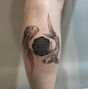 blackwork fish tattoo