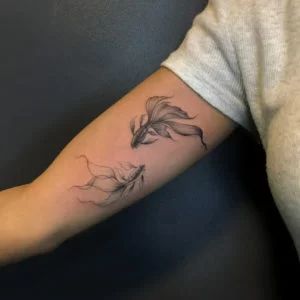 blackwork fish tattoo