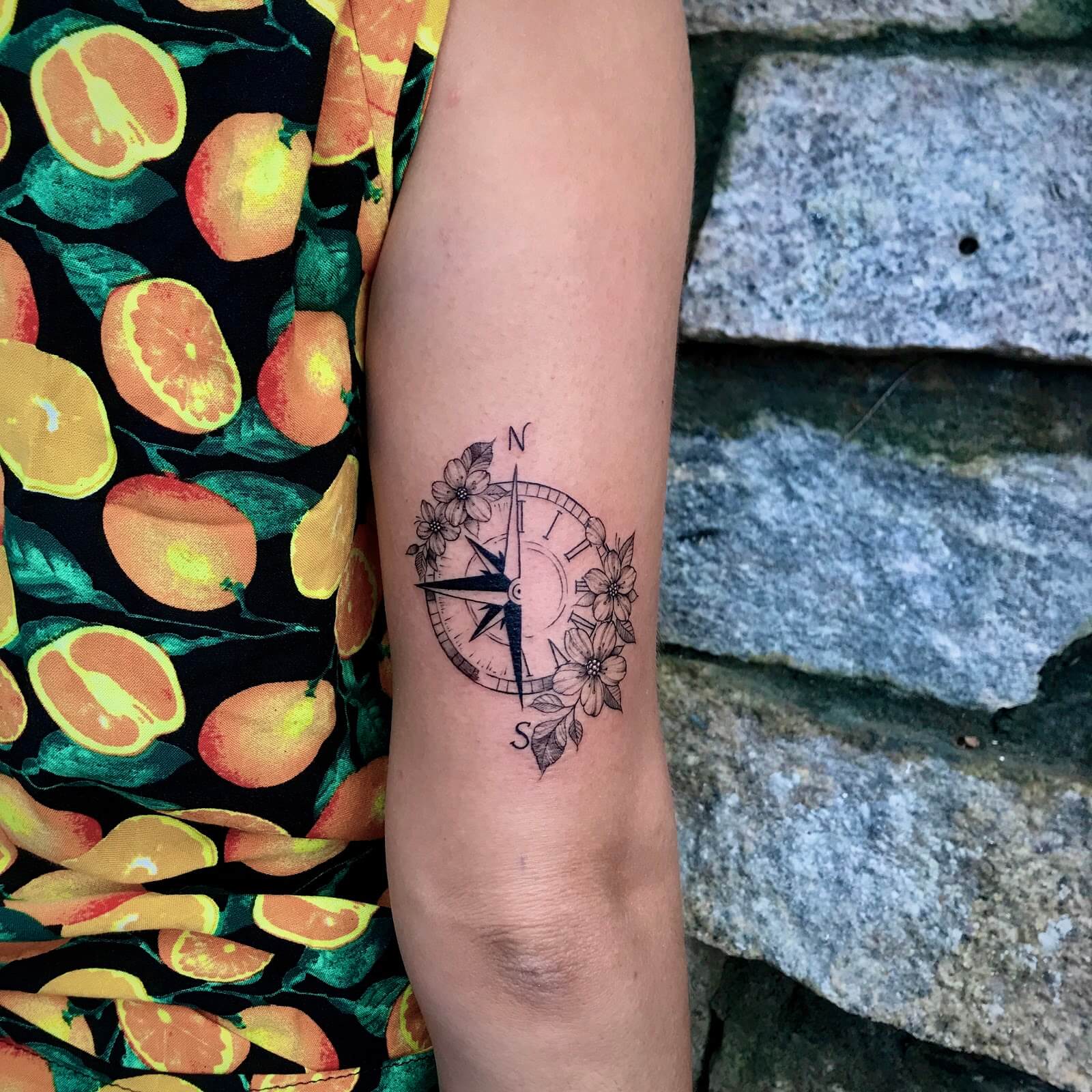 Black and Grey Compass Tattoo Design – Tattoos Wizard Designs