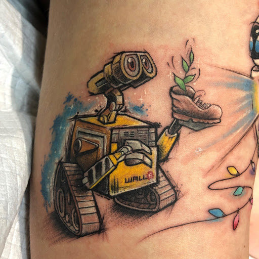 My WallE Tattoo Done in 2017 3 years healed Done by Steve Oker  Electric Gold Tattoo Co St Pete FL  rtattoos