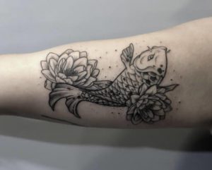 blackwork fish tattoo