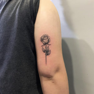 single stem rose tattoo