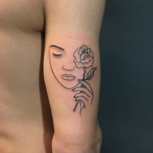 Tattoo uploaded by KTREW Tattoo  Single Line Rose by Kirstie  KTREW Tattoo   Birmingham UK singleline tattoo rose birmingham fineline  Tattoodo