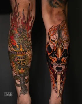 Colors Tattoo - Neo Wofl - Leg