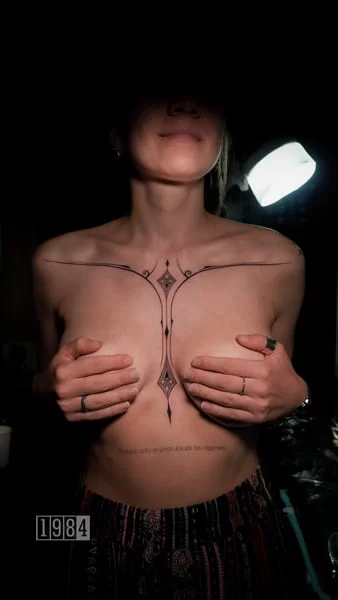1984 Studio - Tattoo & Piercing - LineWork - Chest