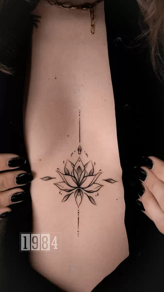 Blackwork - Lotus - Chest
