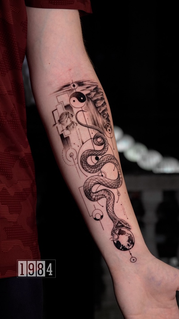Abstract Solar System and matching design tattooed by Maja from Zagreb : r/ tattoos