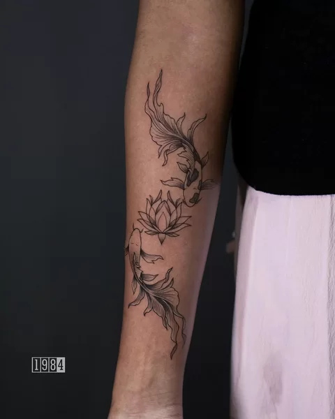 1984 Studio - Blackwork - Koi fish - Arm